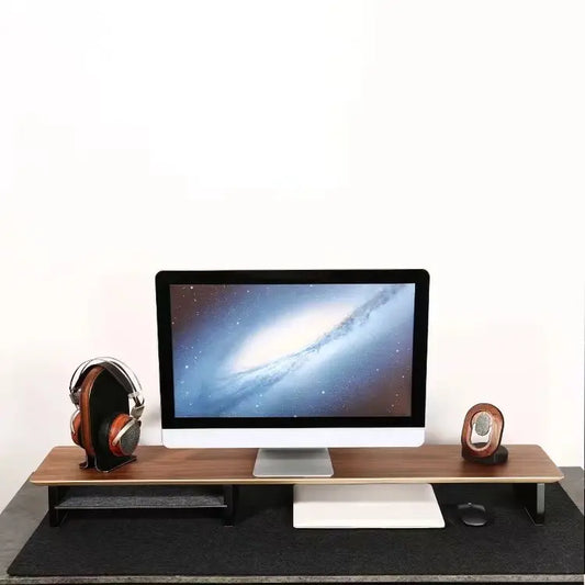 Wooden Dual Monitor Riser - Desk Shelf Organizer, Wood Stand for Monitors Laptops, Speakers Home Office Desk Accessory | Office Gift for Him